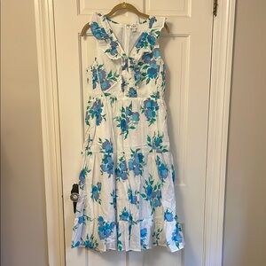 J. Crew Factory Floral Sleeveless Dress with Blue and Green Pattern